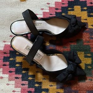 Zara black slingback sandals with kitten heel size 37